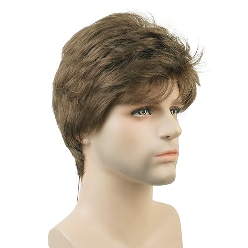 Miniatura 10 de Lydell Peluca de cabello sintético lacio natural corto para hombre (12TT26 marrón claro con reflejos)