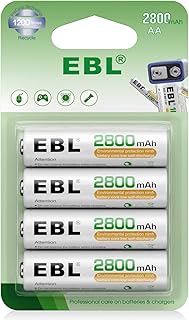 EBL AA Rechargeable Batteries,1.2V NiMH Double A Battery...