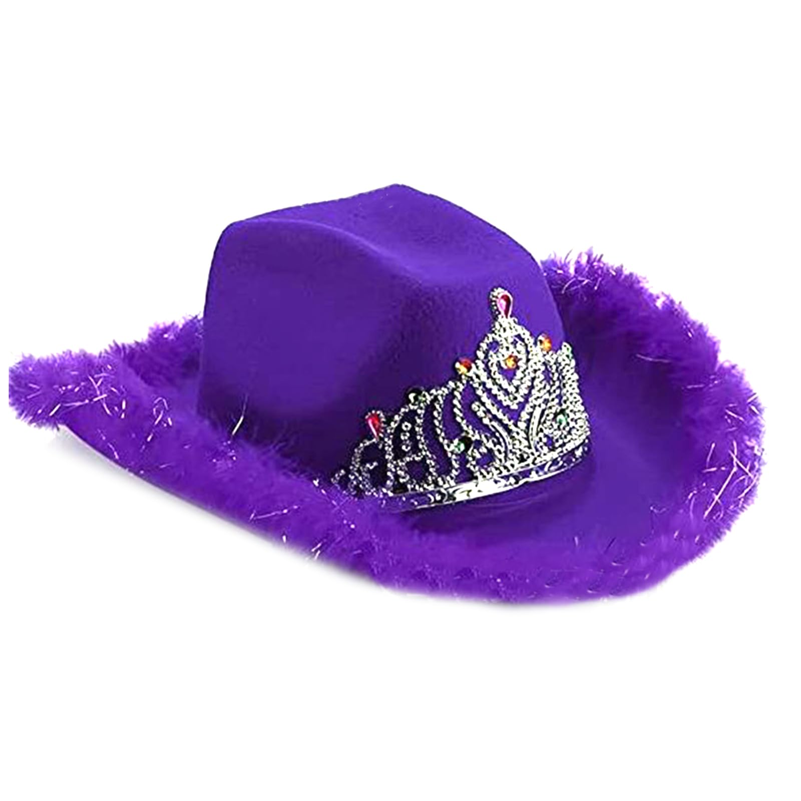 Sombrero de vaquero vintage con ala de plumas con corona de diamantes de imitación para mujer, sombrero de fieltro con oropel estilo occidental sombrero de vaquera