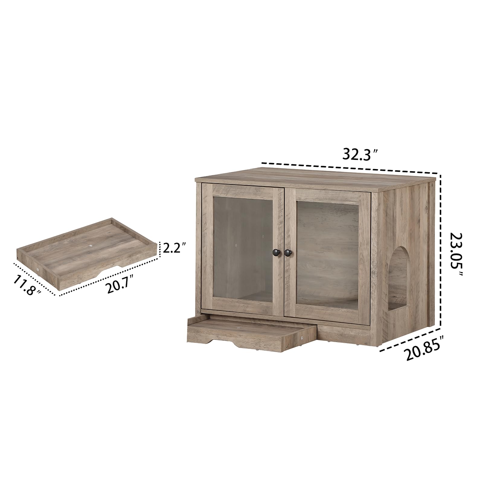 FOREST GRAVITY Cat Cabinet Litter Box Small Armadietto per gatti Lettiera Piccoli mobili per Lettiera Moderna 82 * 58.5 * 53 cm Casa per gatti con porta e divisorio separato Bianco Grigio