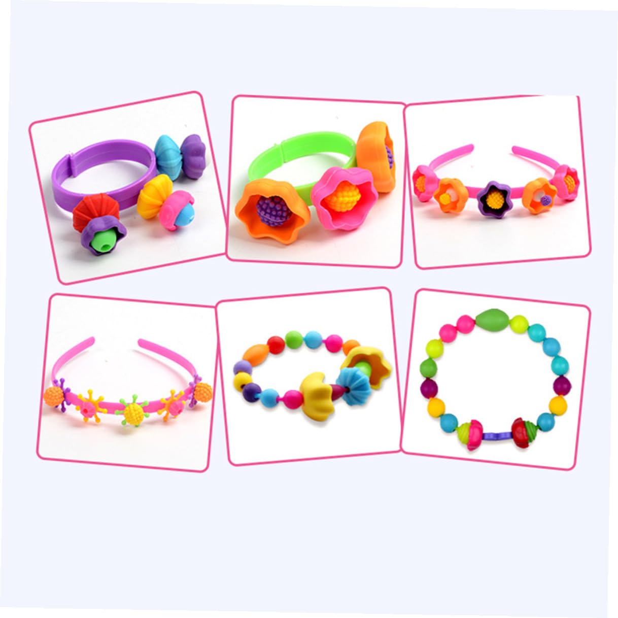 Kit de Cuentas de Plástico para Pulseras DIY, Caja Obsequio de 1 Niñas | Pulseras Niño Niña Manualidades, Lavables, Piezas de Varios Tamaños y Formas, para Decoración y Creatividad