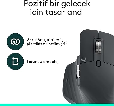 Logitech MX Master 3S Bluetooth Edition Performance Wireless Mouse, 8,000 DPI, Quiet, Ergonomic, Ultra-Fast Scroll, Multi-Device Feature, Bluetooth, Logi Bolt USB Receiver, Black