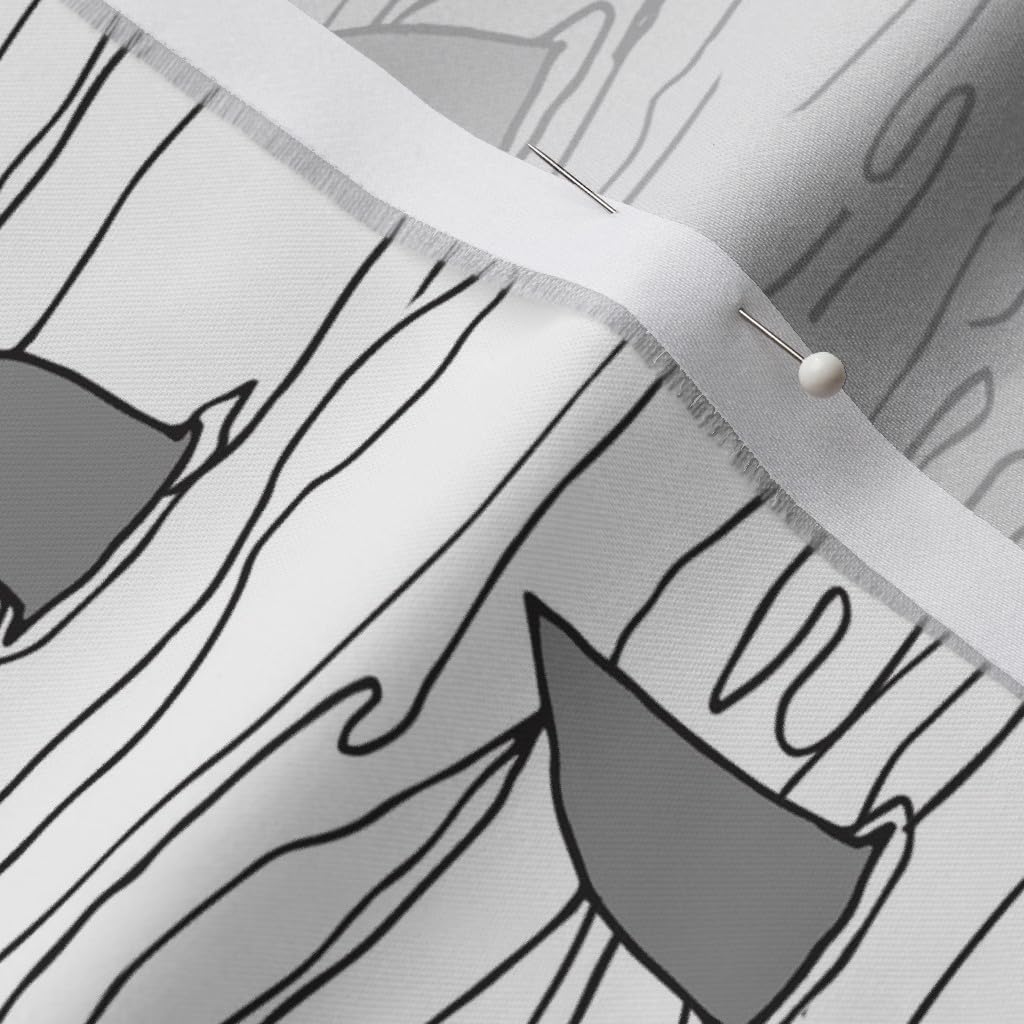 Spoonflower Fabric - Shark Sharks White Background Ocean Beach Summer Printed on Organic Cotton Sateen Fabric by The Yard - Sewing Quilting Apparel Home Decor