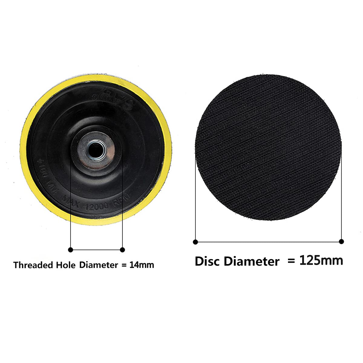 HIFROM 5-Inch Backing Pad - Hook & Loop Sanding Pad With M14 Drill Adapter For Orbital Sanders & Polishers, 125mm