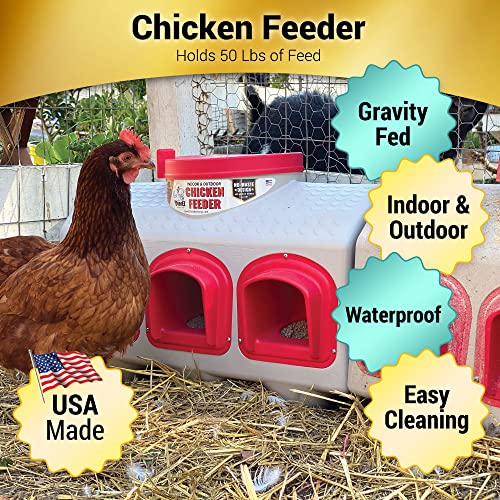 OverEZ-Chicken-Feeder-Holds-50-Pounds-of-Feed-Inside-or-Outside-Hen-Coop-Large-Gravity-Fed-Automatic-Poultry-Dispenser-No-Waste-Rainproof-Design