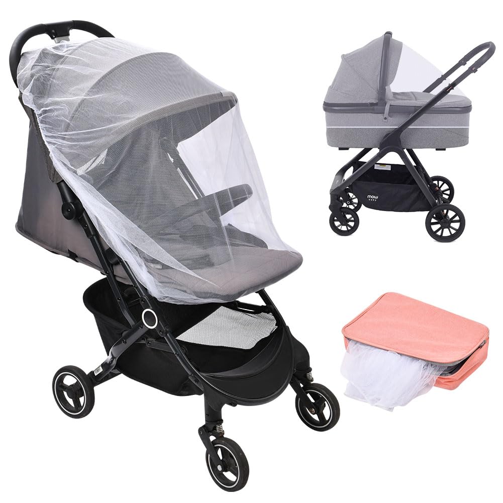 Vicloon 3pcs Moskitonetz Kinderwagen, Mückennetz für Kinderwagen & Buggy Reisebett, Baby Universal Insektenschutz Moskitonetz, Reißfest und Waschbar, Idealer Schutz vor Wespen & Stechmücken, Weiß