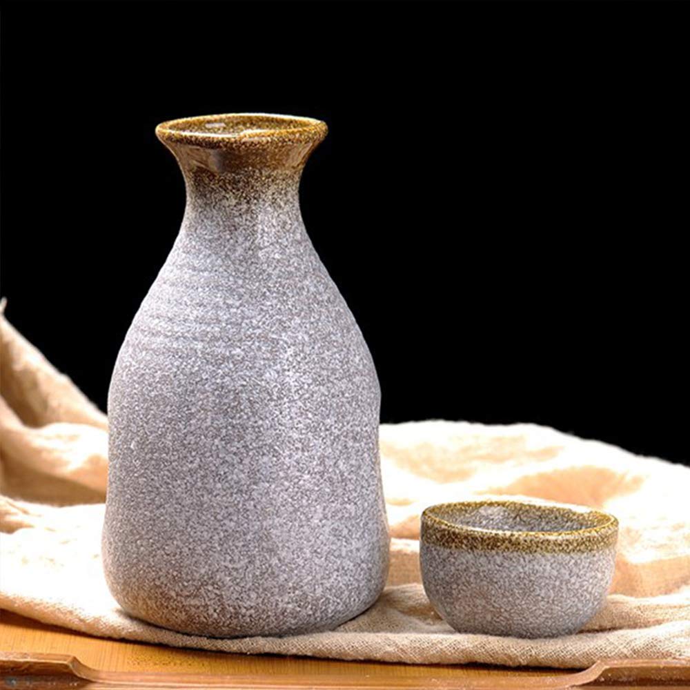 Ensemble de tasses à saké traditionnelles au design fait à la main, ensemble de 5 tasses à saké japonaises, tasses en céramique au design argenté, texture pittoresque, pour thé shochu chaud et fr