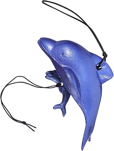 VICASKY Campana de viento japonesa de hierro fundido para exteriores, decoración de delfín, adornos de campana de metal, campana colgante para