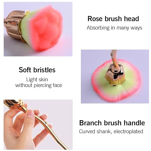 Miniatura 3 de XEAOHESY 2 brochas de maquillaje de flores de rosa brocha de rubor de flores brochas de maquillaje súper grandes brochas de maquillaje para polvo