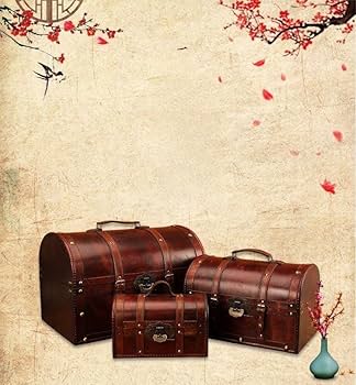 Amazon｜LBYGQ ヴィンテージ スーツケース, 木製 宝箱 収納