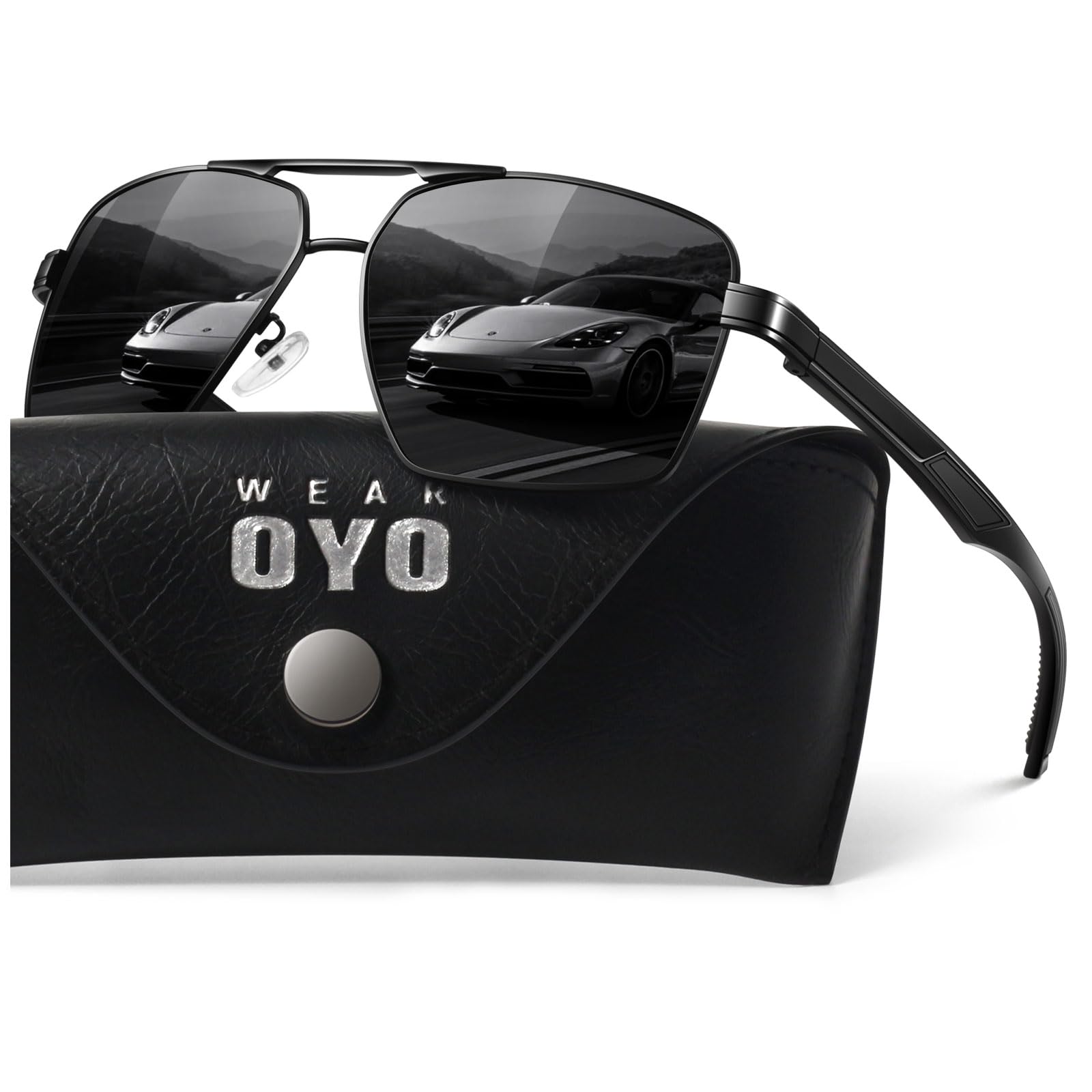 WEAROYO Occhiali da sole pilota in lega di alluminio di alta qualità per uomo e donna, polarizzati, protezione UV400 per guida, golf, pesca