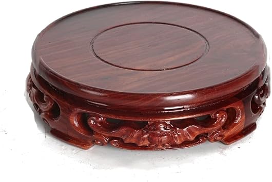 FEELIN Stool for Plant Vintage Circular Wooden Vase Aquarium Table Lamp Teapot Base, Stable Home Decoration Display Stand Display Pedestals Size Small