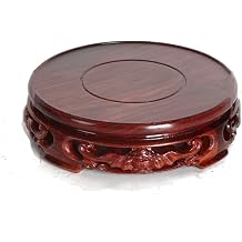 FEELIN Stool for Plant Vintage Circular Wooden Vase Aquarium Table Lamp Teapot Base, Stable Home Decoration Display Stand Display Pedestals Size Small