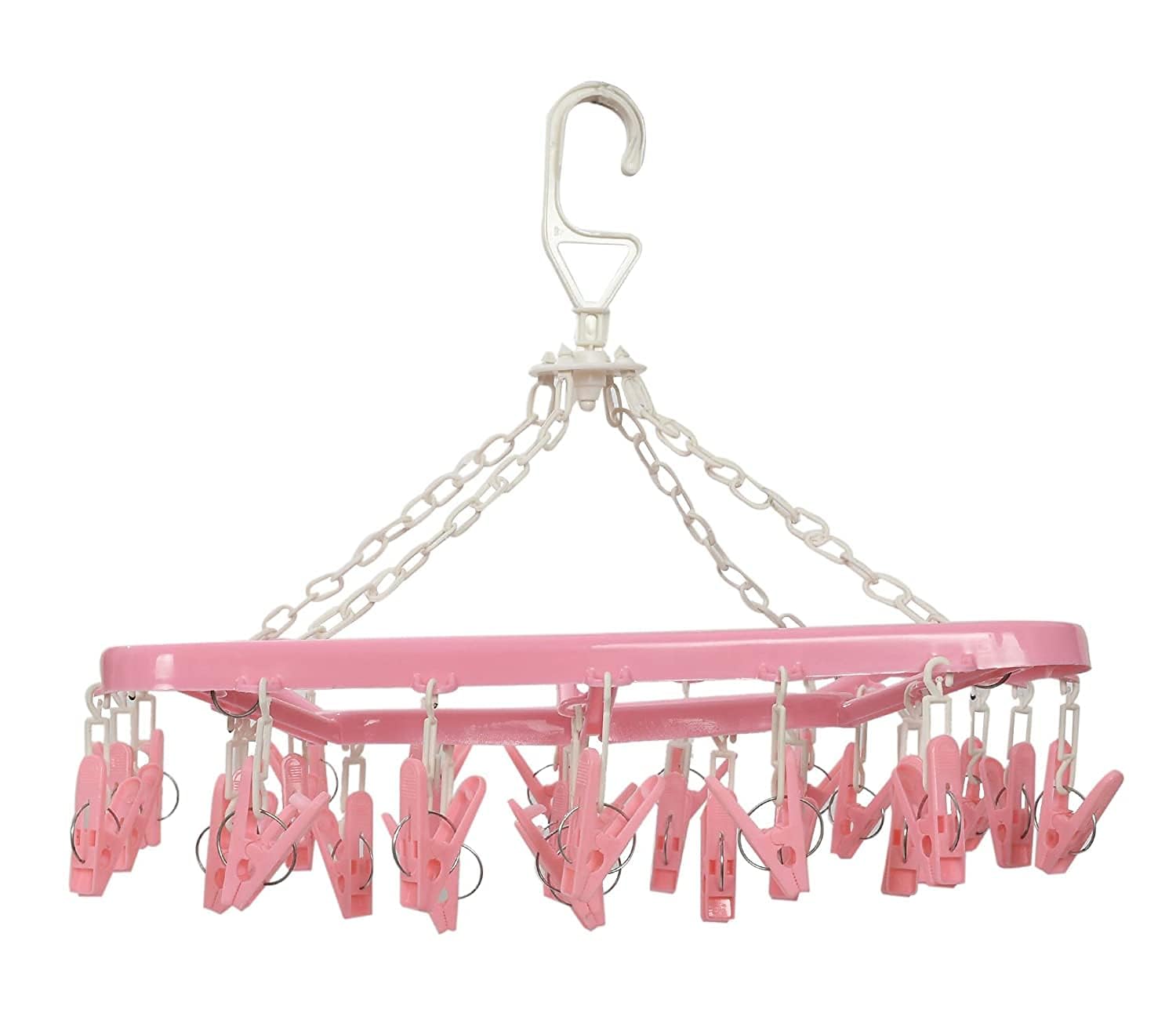 Kuber Industries Cloth Drying Hanger Rack (32 Clips)|360 Degree Portable & Rotatable Clips|Space Saving Travel & Durable Plastic|Size 40 x 38 x 30 CM (Pink)-KUBMART15540 (B08VJ8KSVQ) Amazon Price History, Amazon Price Tracker