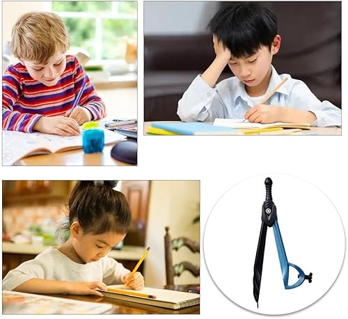 Miniatura 6 de Transportador y brújula para geometría Brújula profesional Brújula de carpintería precisa con portalápices dibujo ajustable