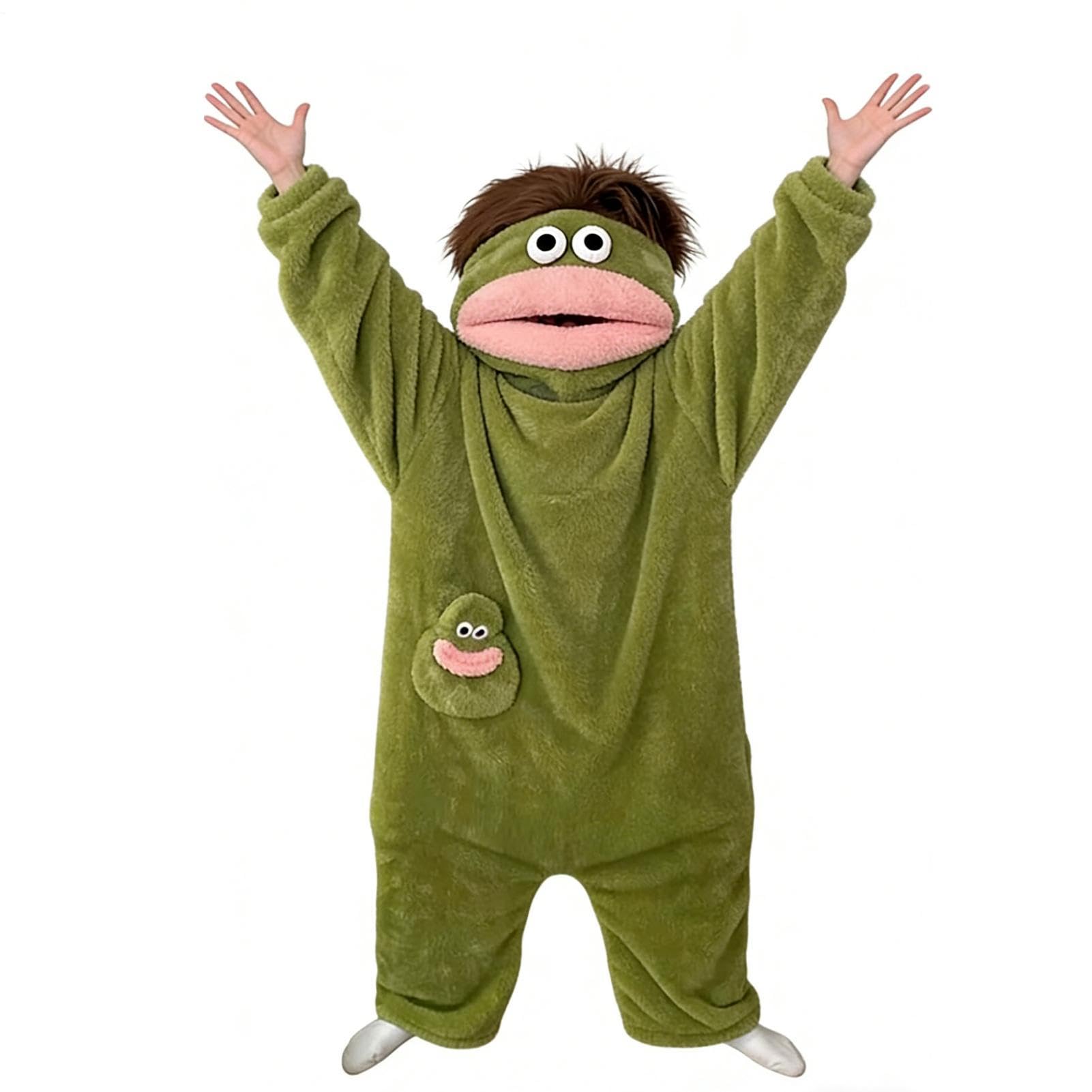 Onesie Pajamas - Hooded Sleepwear | Plush Fleece Jumpsuit, Cute Costume Outfit For Men Women Couple Loungewear, Soft Warm Home Sleeper For Travel Movie Night Winter Party Cosplay Gif