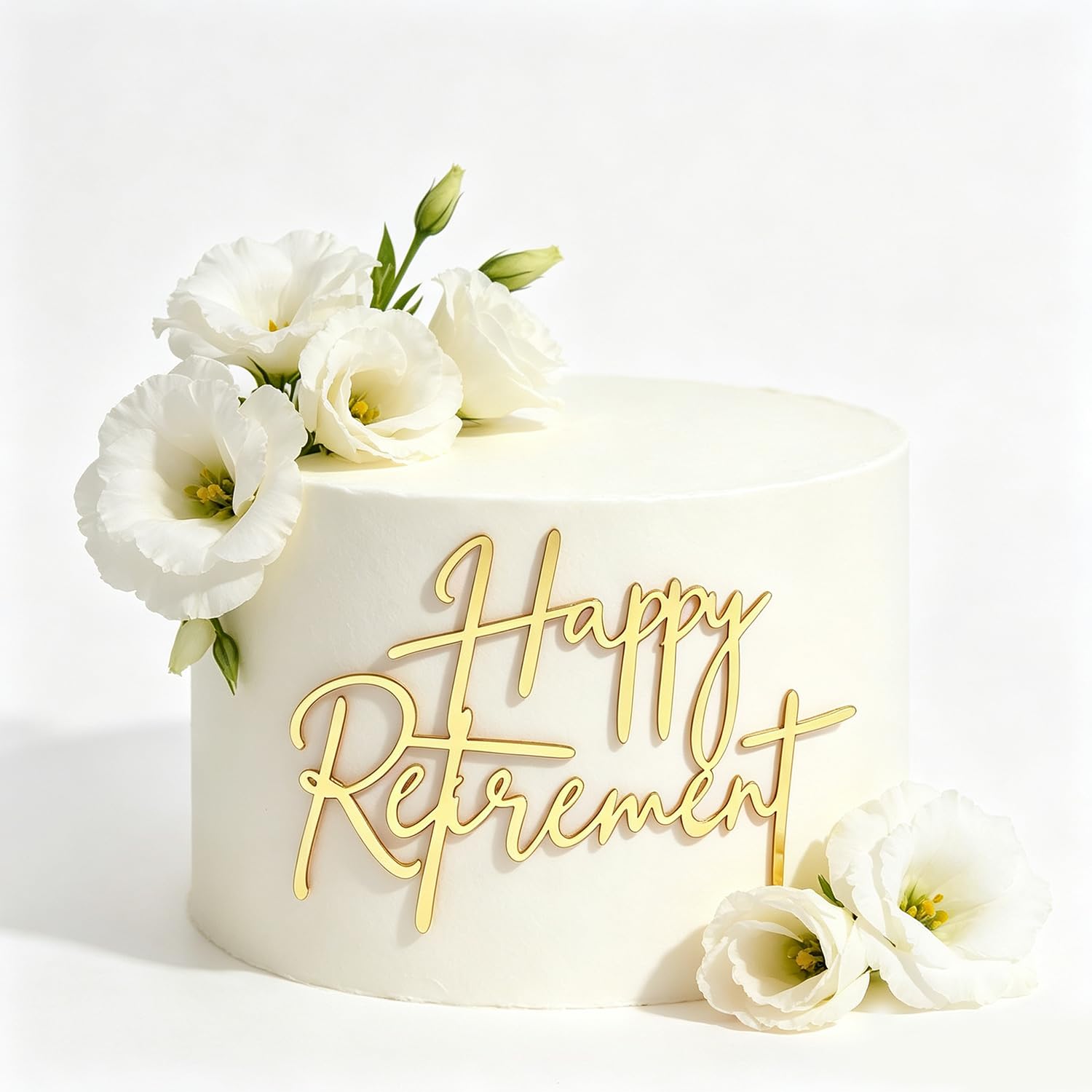 Happy Retirement Cake Topper, Gold Acrylic Officially Retired Cake Topper Cake Charm Decor, No Work Zone, Retirement Theme Party Cake Decoration Supplies for Women or Men, 5.1x4.0 Inches
