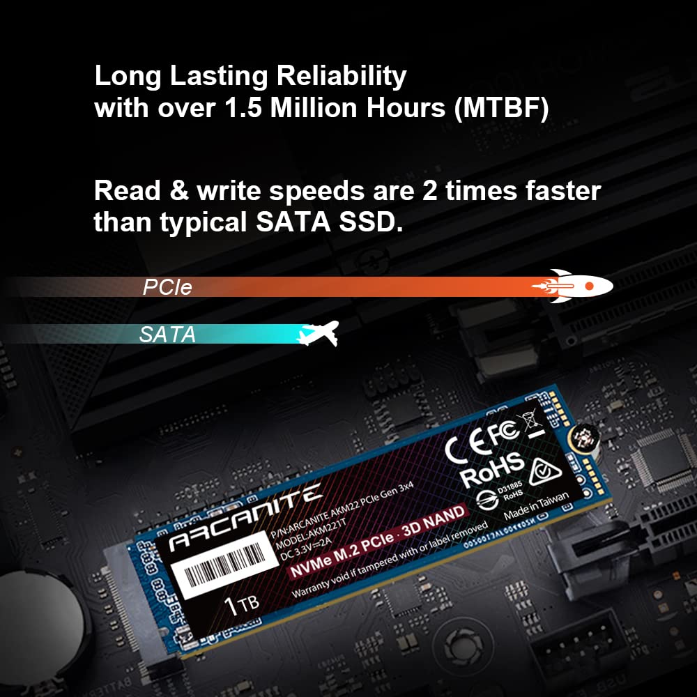 Amazon | ARCANITE SSD 1TB PCIe Gen 3.0 ×4 NVMe 内蔵M.2 2280