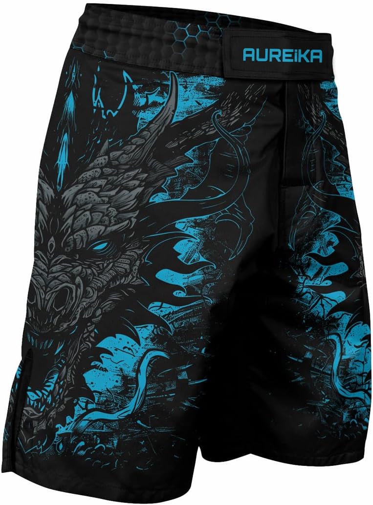 Men’s BJJ Shorts – Dragon Theme Fight Shorts for No-Gi Grappling Martial Arts and Fitness