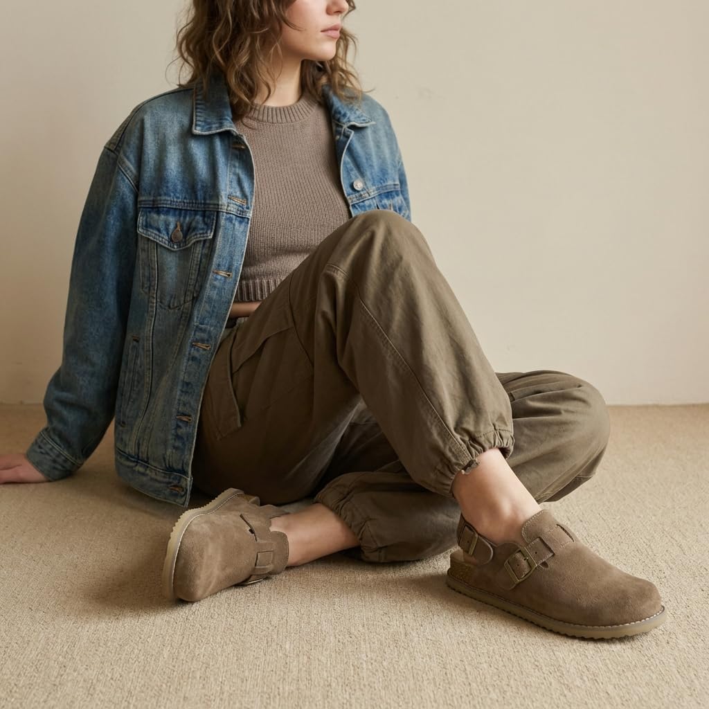 CUSHIONAIRE Brooklyn Suede Womens Slides– Comfortable Clog Mules with Adjustable Buckles – Summer Shoes for Women - Image 3