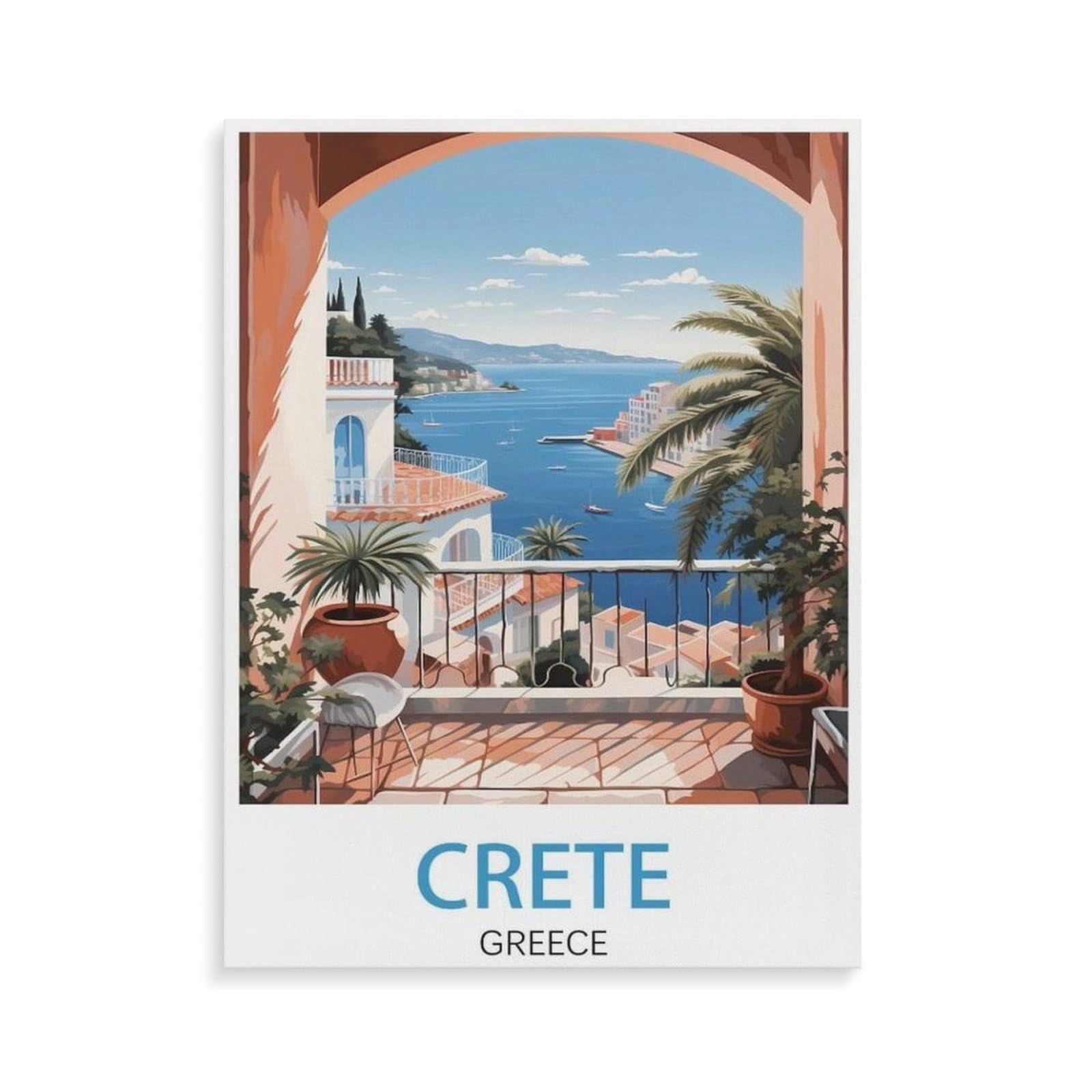 BEAYODKP Crete Greece Coast，Paint by Number DIY Oil Painting Paint by Numbers Kits for Adults Beginner Canvas Acrylic Arts Craft for Home Wall Decor Drawing(50x60cm-P58