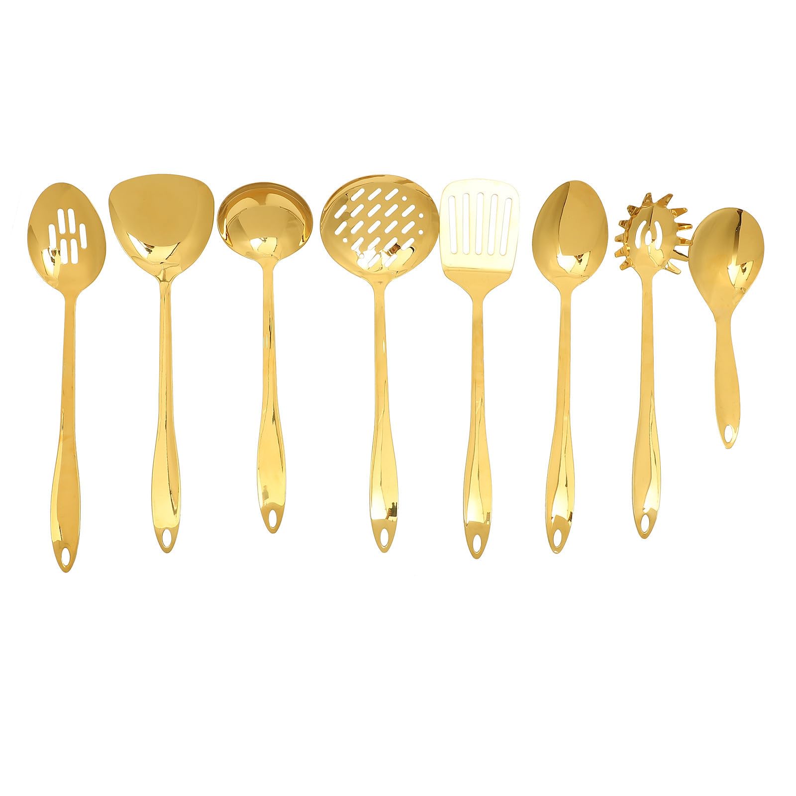 Sosoport Set Spatola e Mestolo in Acciaio Inossidabile Utensili da Cucina Design Pratico e Foro per Appendere per Cucinare