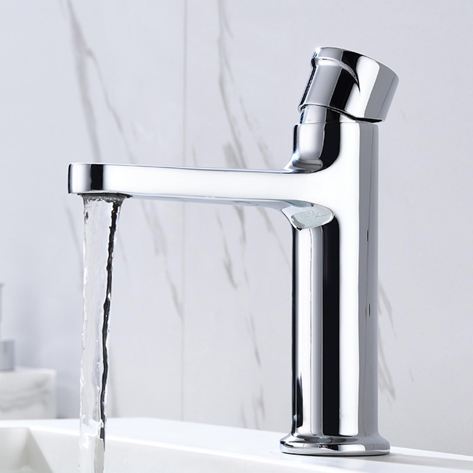 Robinet lavabo de salle de bain mélangeur chrome monotrou eau chaude et froide en laiton LWX