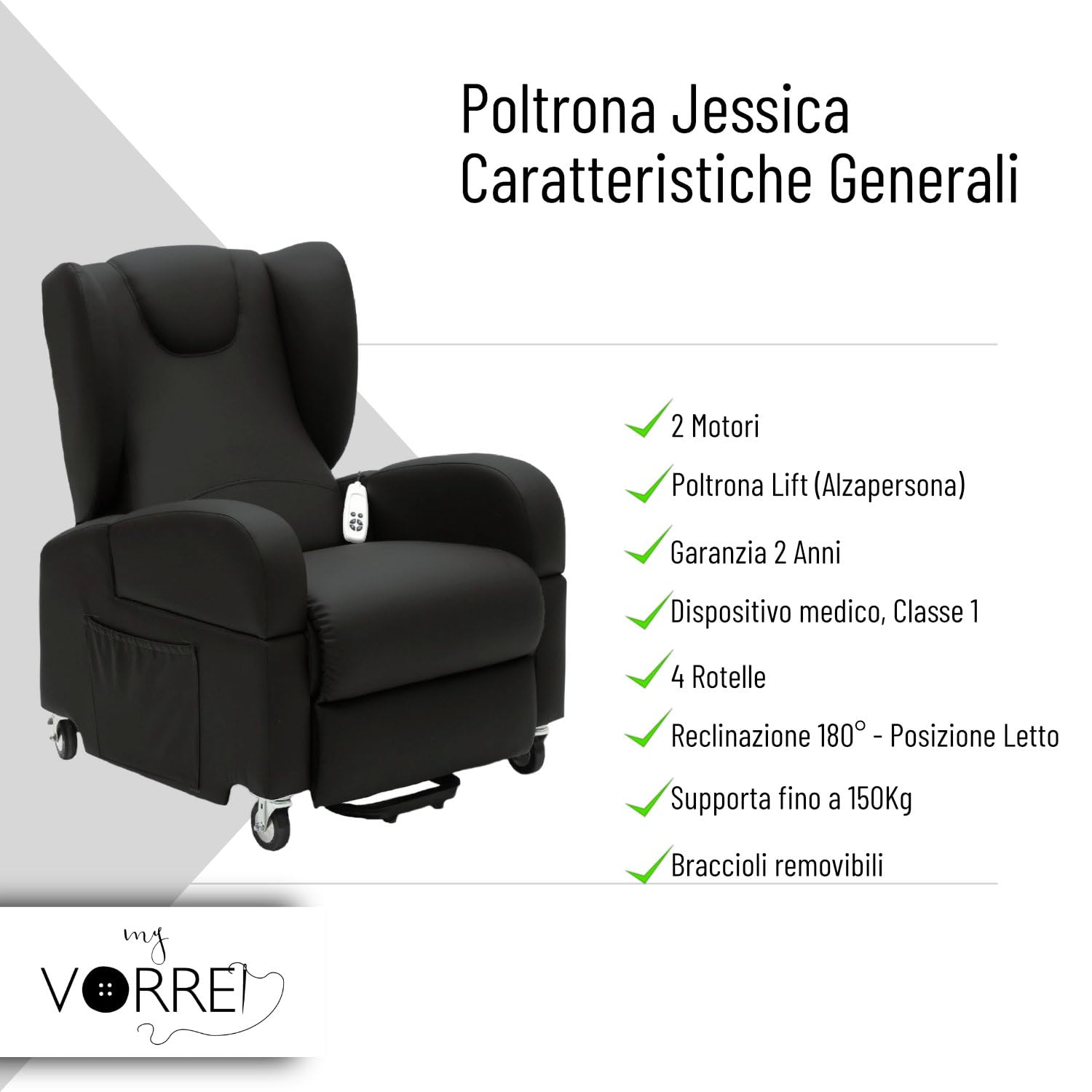 Sillón Relax 2 Motores Apoyabrazos Extraíbles Asa Trasera 4 Ruedas Revestimiento Microfibra Dispositivo Médico Clase 1 Jessica