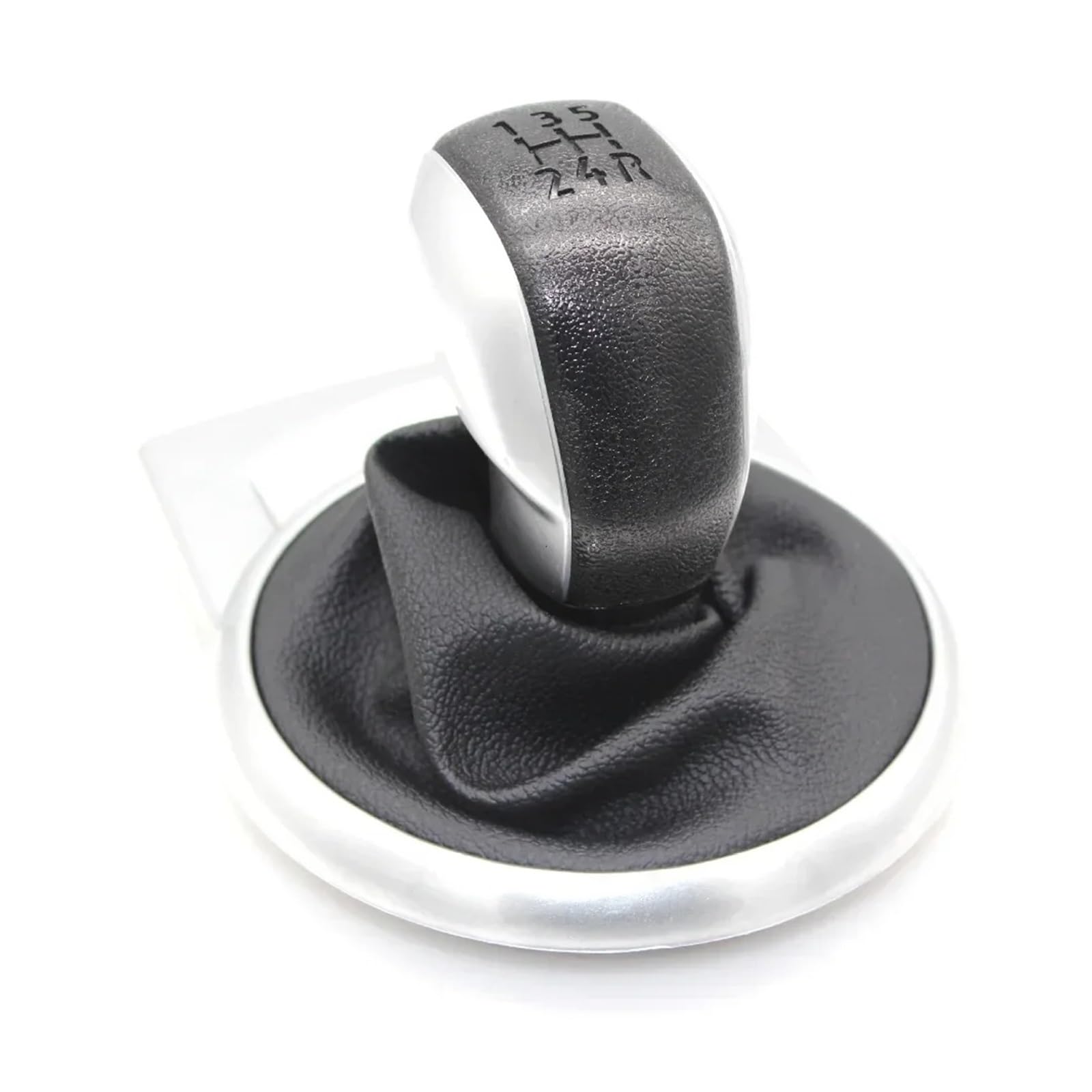 VAVGKDKPZB Shifter Lever Handle for Citroen for C4 MK1 2004-2008 5 Speed Gear Shift Knob Gaiter Boot Cover Case(Black Siver)