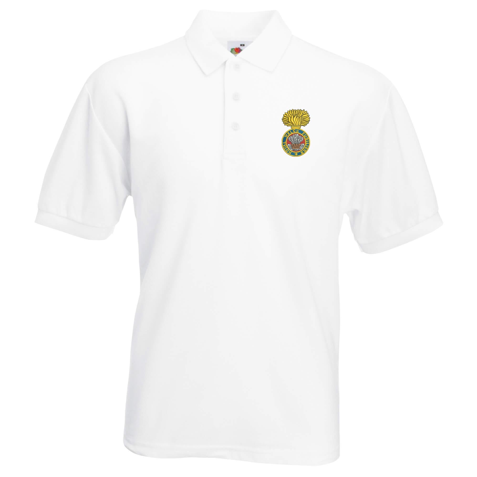 Pineapple Joe's Men's White Royal Welch Fusiliers Embroidered Polo - Medium