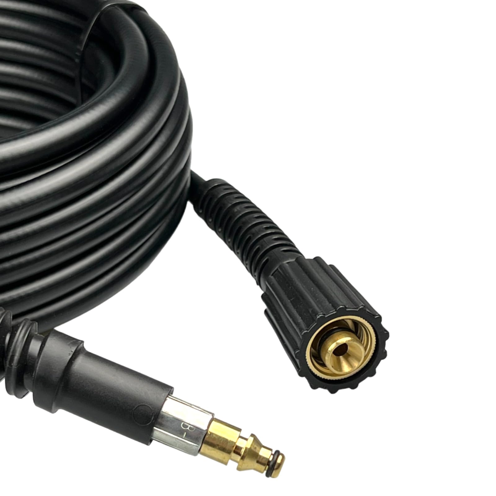 M&M Smartek wąż wysokociśnieniowy 30 m M22 Quick Connect do Nilfisk/Alto | Wzmocniony wąż wysokociśnieniowy z osłoną przeciw zagięciom; sprawdź złącza, ciśnienie, temperaturę i urządzenie.