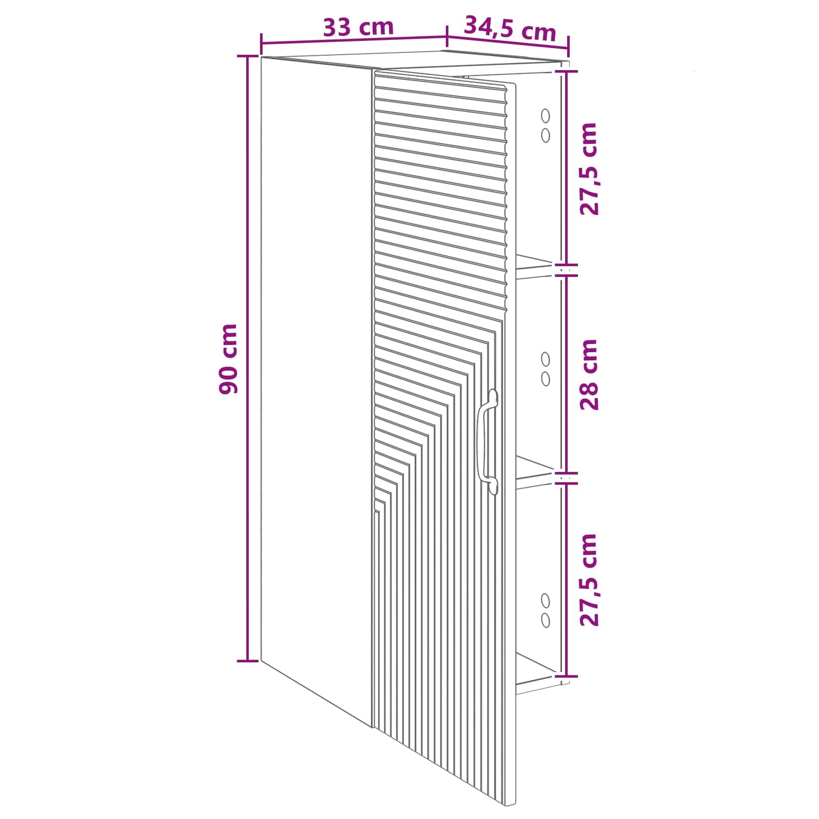 Wall Cabinet High Gloss White Engineered Wood with Door | Includes 2 shelves for home or office organization, measuring 33x34.5x90 cm to maximize vertical space.