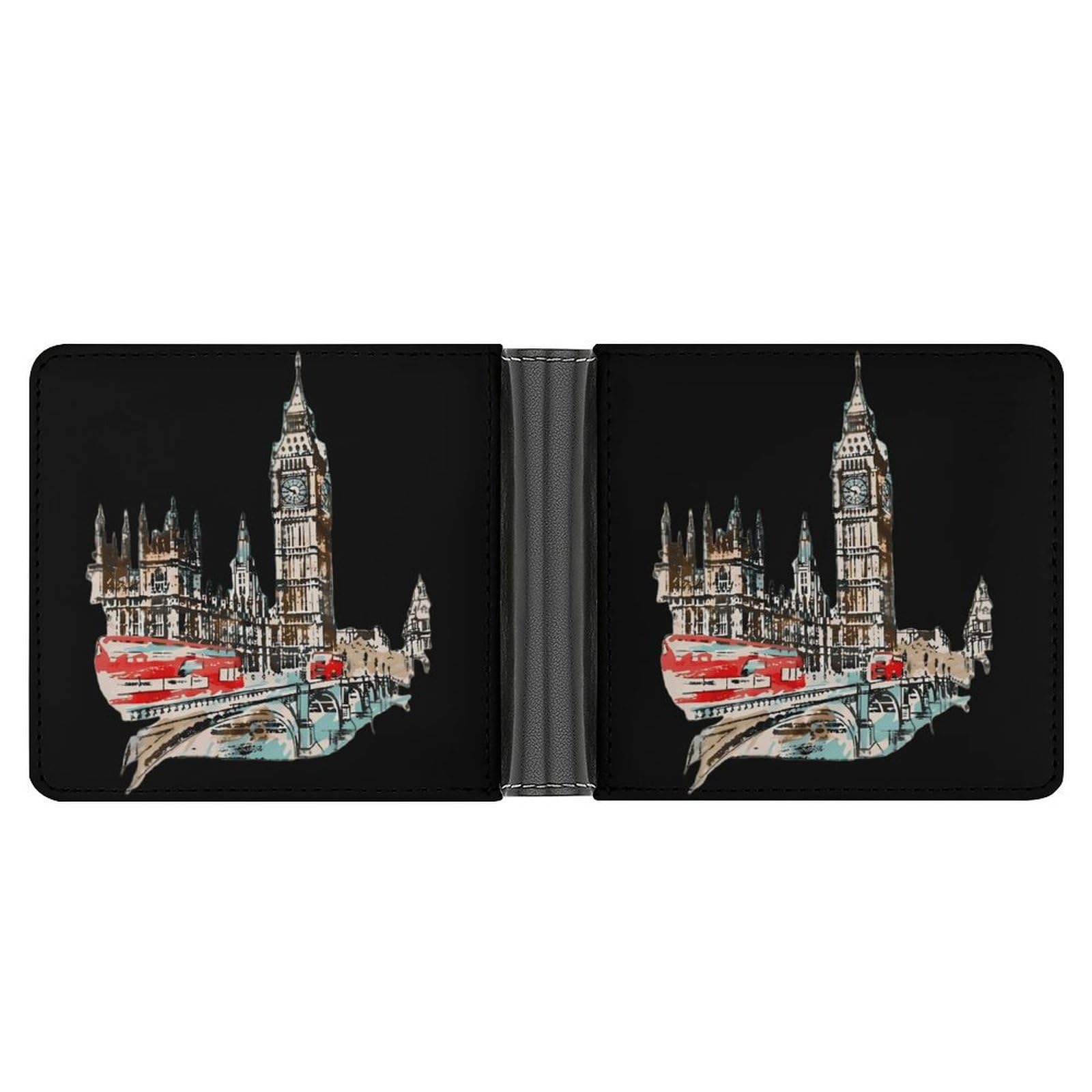 England London Souvenir Funny Men's Slim Bifold Wallet with Multiple Card Slots Front Pocket Purse