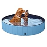 Nurxiovo Pet Swimming Pool PVC 63'' x 12'' Indoor &Outdoor Foldable Bathing Tub for Large Dogs Cats Kids,Blue