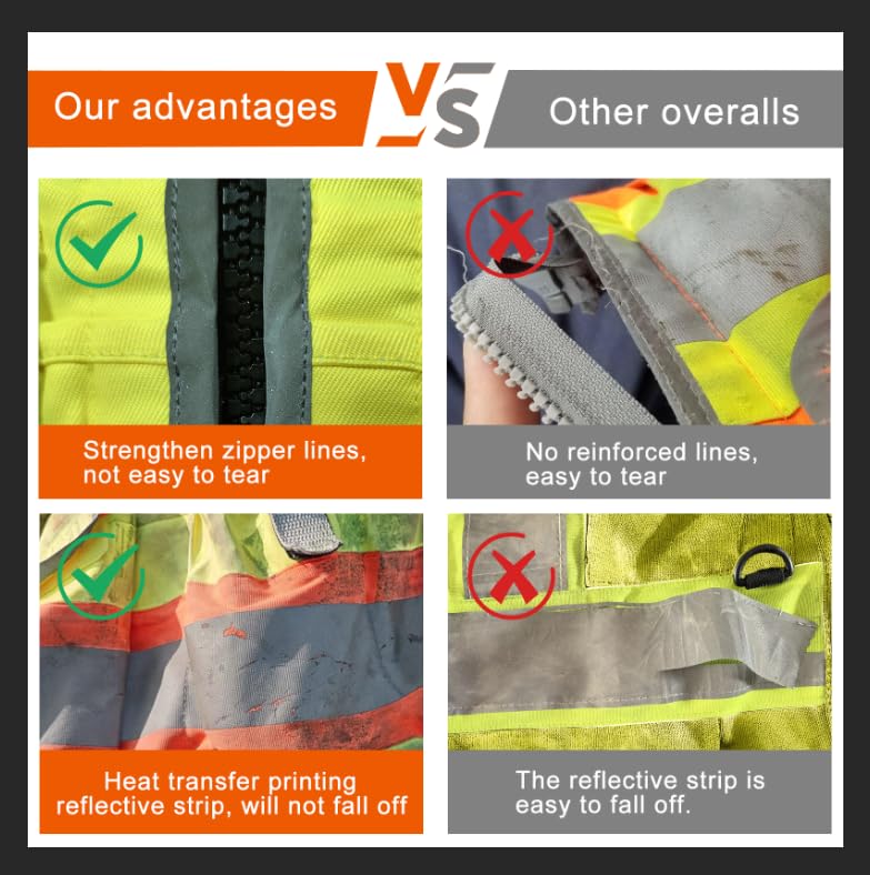 AYKRM Heavy Woven cotton High Vis Reflective work construction safety vest for men Class 2 with ipad Cargo Pockets - Image 4