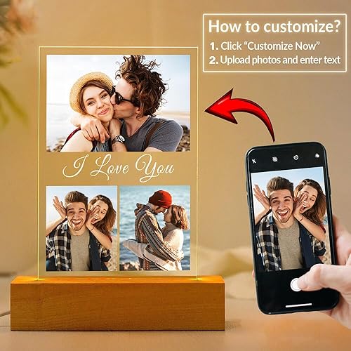 Miniatura 2 de Kasofong Marco de fotos personalizado con foto, marcos de fotos personalizados con luz nocturna, marcos de fotos personalizados, regalos