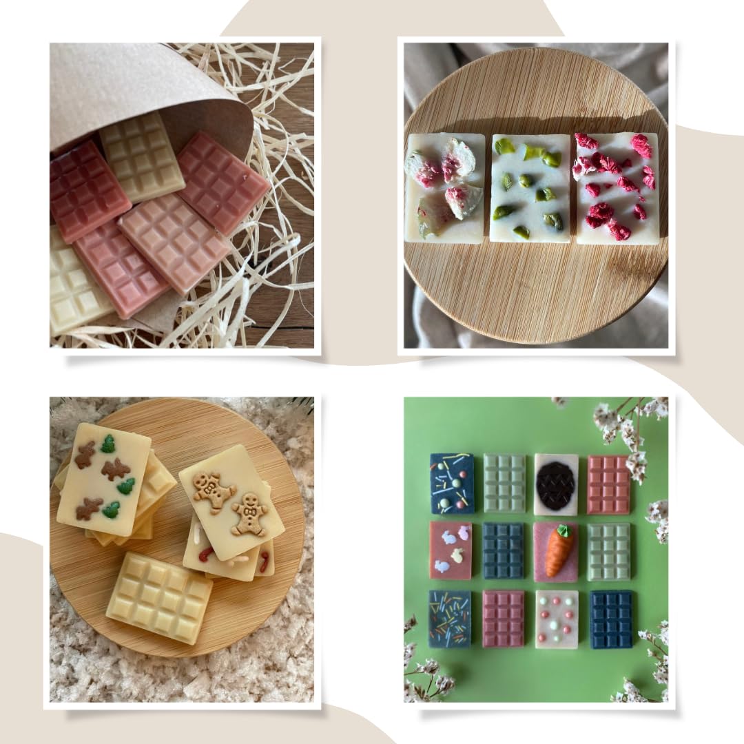 Pure Xocolate – Schokolade selber machen – Kreativset für 4 Kinder – inkl. 400g Schokolade, 6 bunte Toppings & Silikonform – Kindergeburtstag drinnen – DIY Set (Volle Größe, Mini-Tafel-Silikonform)