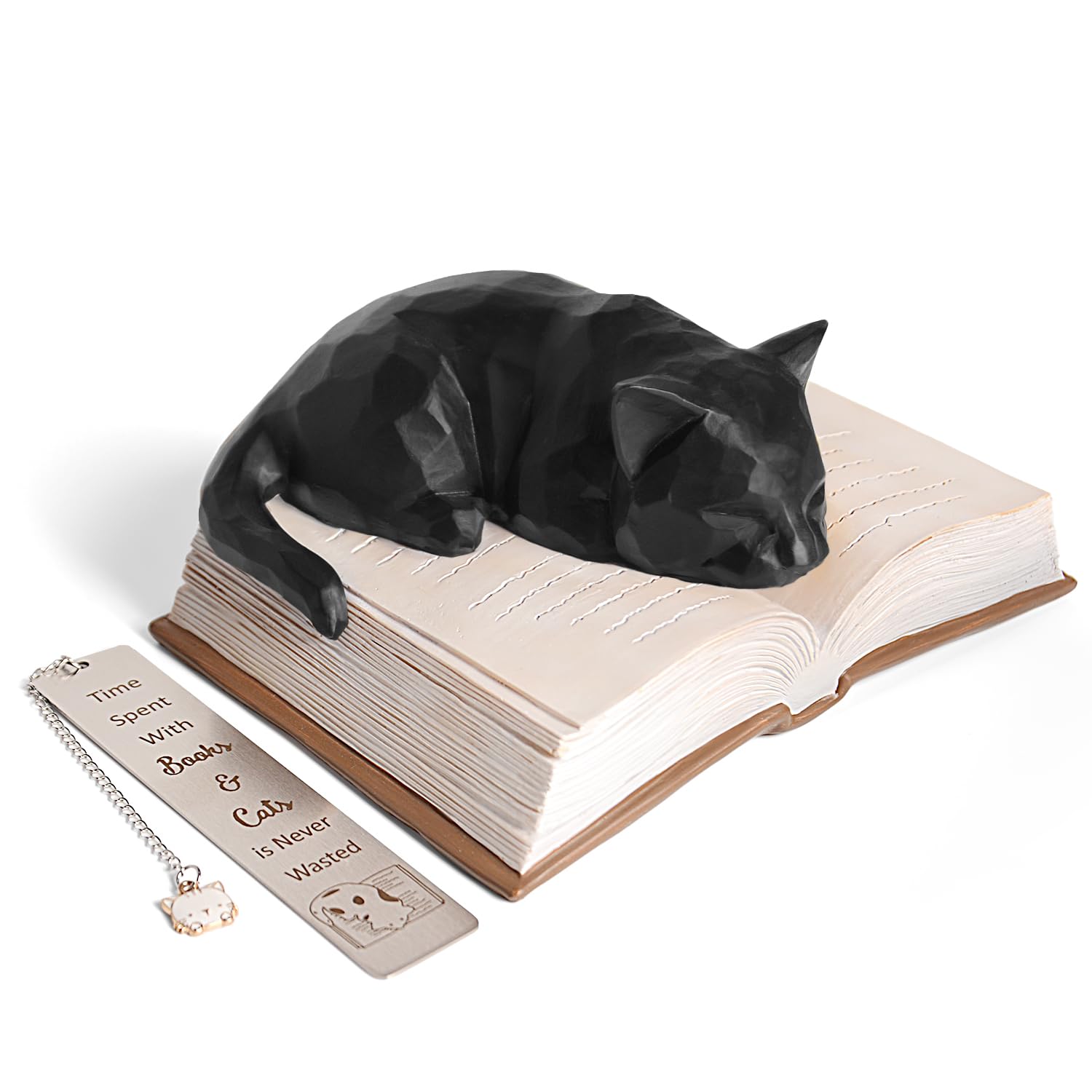 Regalos para amantes de los gatos, regalos para amantes de los libros, figuras de gato negro, decoración de gatos, regalos para amantes de los libros, mujeres, regalos conmemorativos de