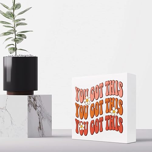 Miniatura 4 de Letrero inspirador de madera con texto en inglés You Got This, decoración motivacional de bloques de madera para el hogar, dormitorio, oficina,