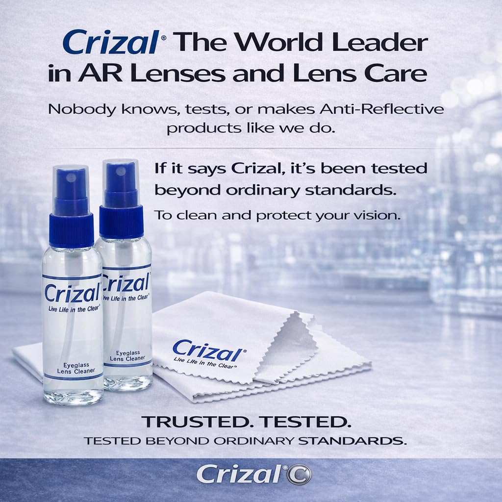 Microfiber Cleaning Cloths for Eyeglasses – Designed & Tested by CRIZAL® for AR-Coated Lenses – Safe Lens Cleaning Without Scratching-4 Pack