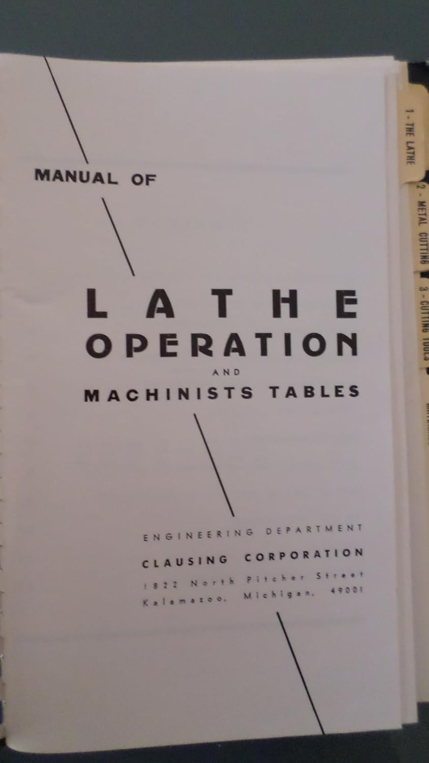 Title page of the Craftsman Manual of Lathe Operations and Machinists' Tables, showing the title and publisher information.