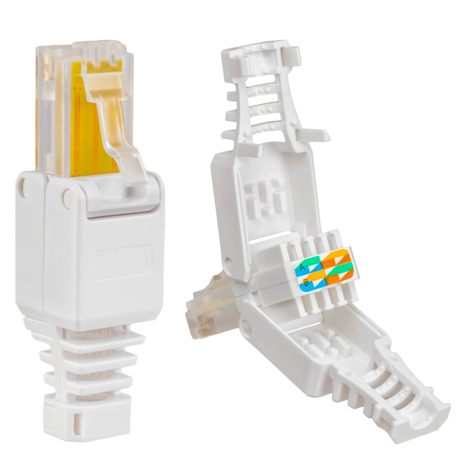 HB-DIGITAL RJ45 Cat 5e Stecker mit vergoldeten Kontakten – werkzeuglos konfektionierbar