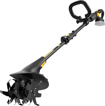 Cordless Tiller Cultivator Fit for DeWALT 20v Max Battery, 360RPM Electric Rototiller 7.8 Tilling Width & 5 Depth for Gardening & FarmingBattery not Included