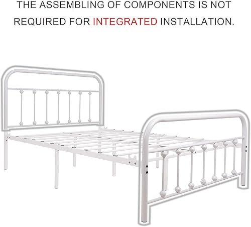 Miniatura 49 de Marco Urodecor 9013 de cama, de metal, con cabecera y base de colchón Negro -,Marrón (Rustic Brown),Blanco