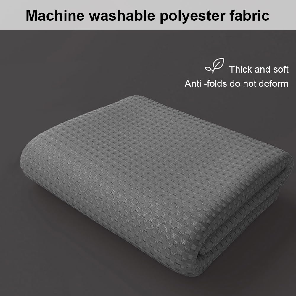 Cortina de ducha extra ancha impermeable de 200 x 180 cm, poliéster antimoho gris largo con textura de punto gofre, dobladillo lavable con peso para habitaciones húmedas
