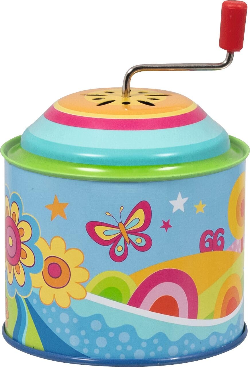goki 6639 - Musikset blau mit 6 Teilen, Einsteiger Musikinstrumente Spieldose, Mundharmonika, Tamburin, Blockflöte, Maracas, Egg Shaker, buntes goki66 Design, musikalisch Förderung ab 3 Jahre