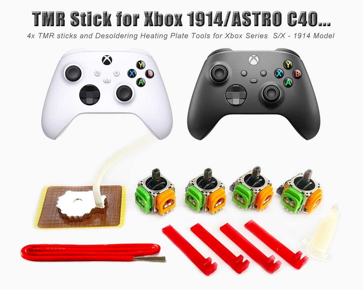 ElecGear 4x TMR Joystick y Placas Desoldadoras de Repuesto para Xbox Series S/X y Otros Mandos, Herramientas de Reparación de Joystick Hall TMR y Mechas de Soldadura – (TMR-X1914)