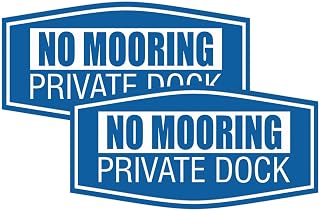 Fancy No Mooring Private Dock Sign (Blue) - Large (2 Pack)