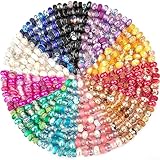 220 Pcs European Large Hole Spacer Beads, Zyehxed Assortment European Craft Beads Colorful Rhinestone Lampwork Beads Fairy Garden Beads For DIY Charms Bracelet Necklace Earring Jewelry Making Supplies