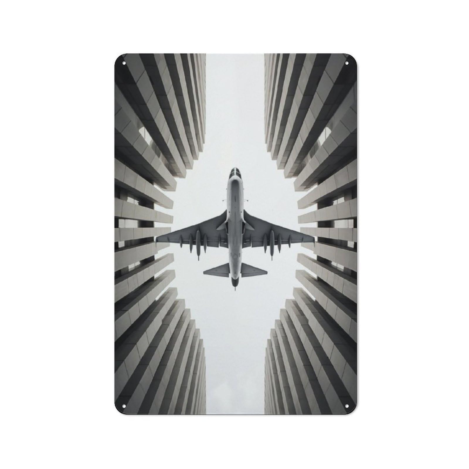 Junmoney Airliner Plane Bottom View Everyday Tin Wall Sign 30X20cm, Small Space Decor For Bedroom, Kitchen, Office Or Living Room